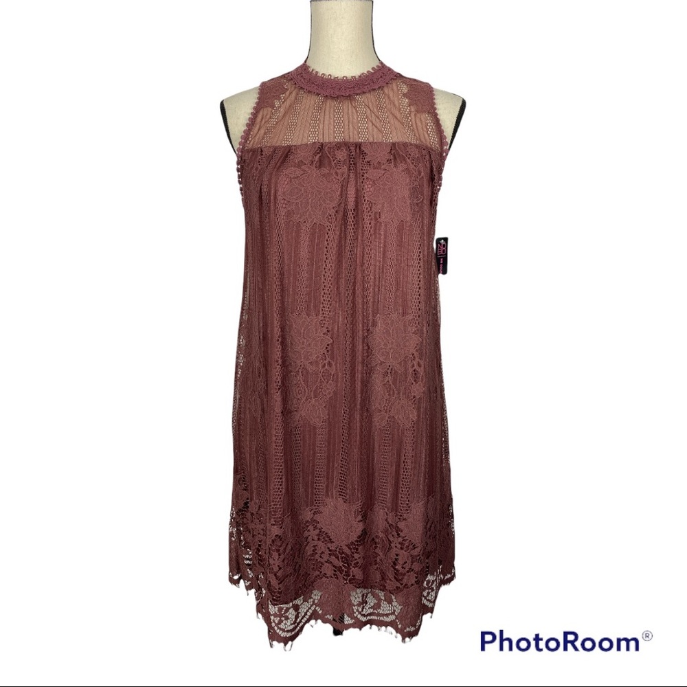 No Boundaries Rustic Brick Lace Mini Dress - Picture 1 of 13